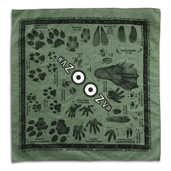 Wazoo Tracking Bandana - US Wildlife Tracks Cotton 22x22