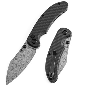 Kansept Nesstreet Carbon Fiber Damascus Folder