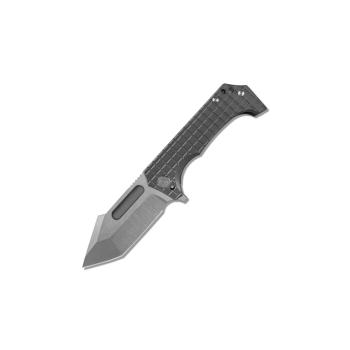 Miguron Knives Omega Elmax Hand Ground Tanto Dark Grey Titanium Knife