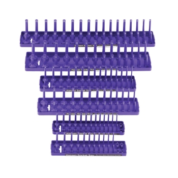 Hansen 6-Piece SAE & Metric 2-Row Socket Tray Set Purple 92021