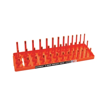 Hansen 3/8-Inch SAE 3-Row Socket Tray Organizer Orange 38053
