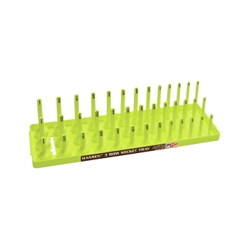 Hansen 3/8-Inch SAE 3-Row Socket Tray Organizer Yellow 38073