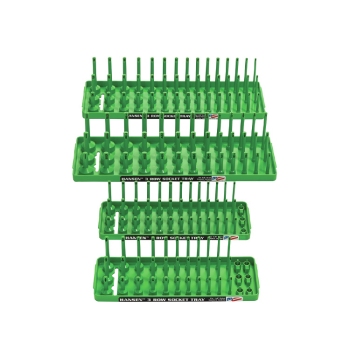 Hansen 4-Piece SAE & Metric 3-Row Socket Tray Set Green 92004