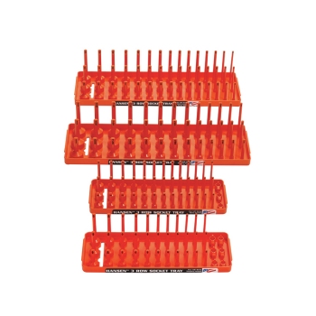 Hansen 4-Piece SAE & Metric 3-Row Socket Tray Set Orange 92005